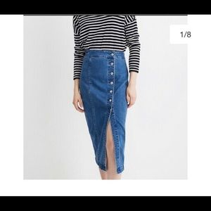 Madewell denim midi skirt with buttons